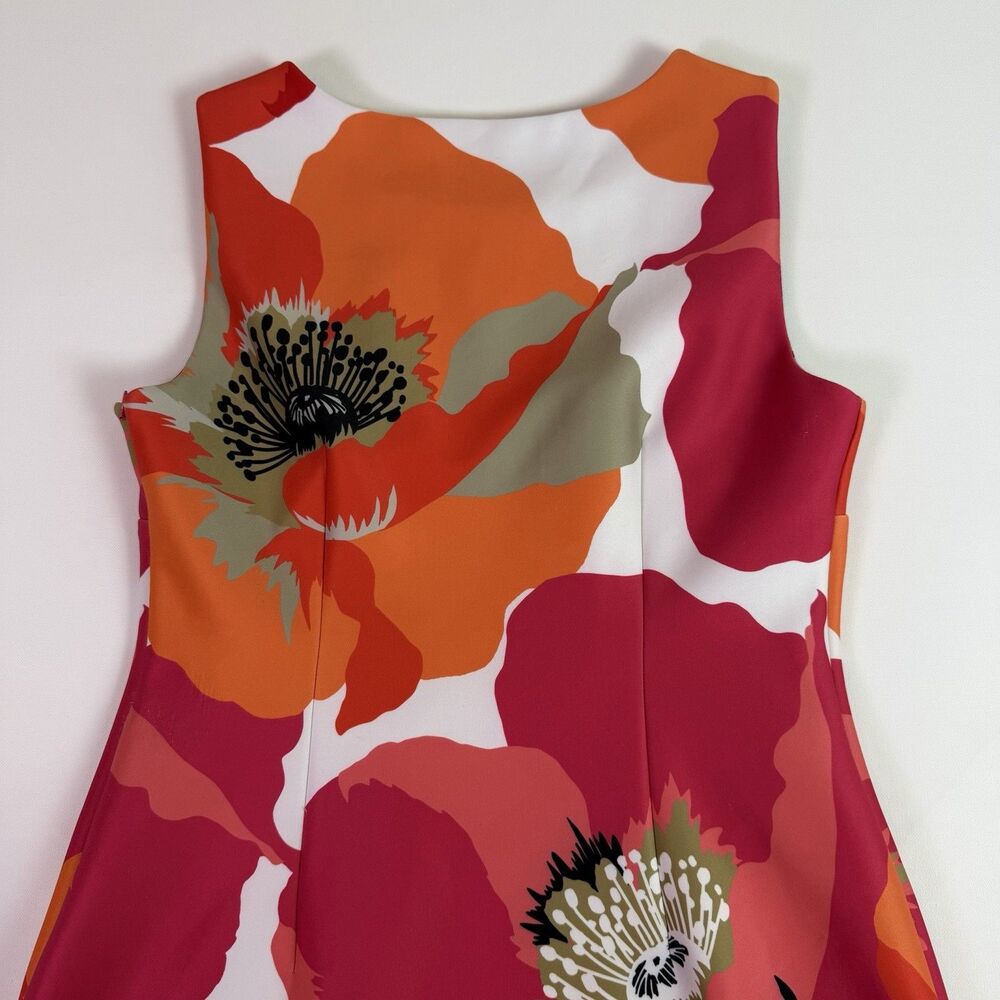 Calvin Klein Floral Sheath Midi Dress Women's 12 Pink Orange Bold Career Office - Picture 12 of 16